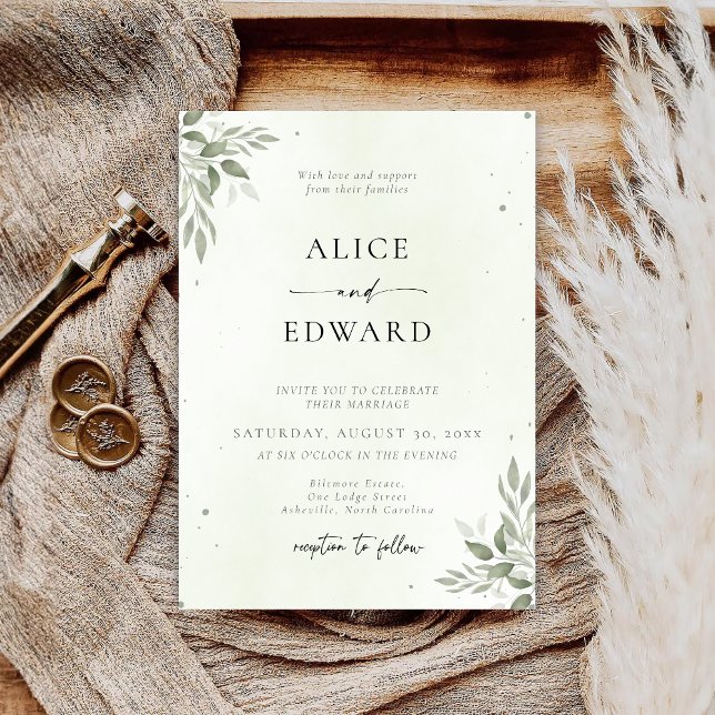 Reserve A Data Modern Sage Greenery Wedding Invitation Card (Criador carregado)