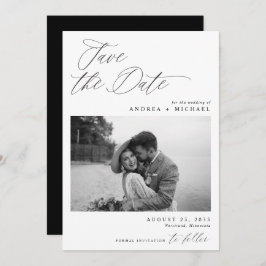 Reserve A Data Modern Save the Date Card Elegant Photo