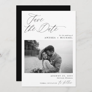Reserve A Data Modern Save the Date Card Elegant Photo