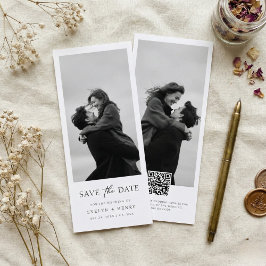 Reserve A Data Modern Script Double Sided Bookmark Photo Wedding