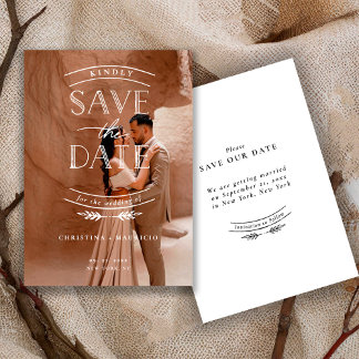 Reserve A Data Modern Script Full Photo Wedding