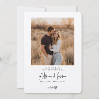 Reserve A Data Modern Script Minimal Wedding Photo Save the Date