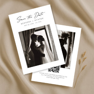 Reserve A Data Modern Script Minimalist Elegant Wedding Photo