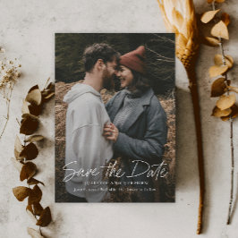 Reserve A Data Modern Script Simple Wedding Photo