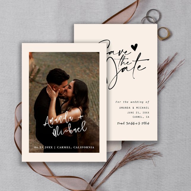 Reserve A Data Modern Script Wedding Photo (Criador carregado)