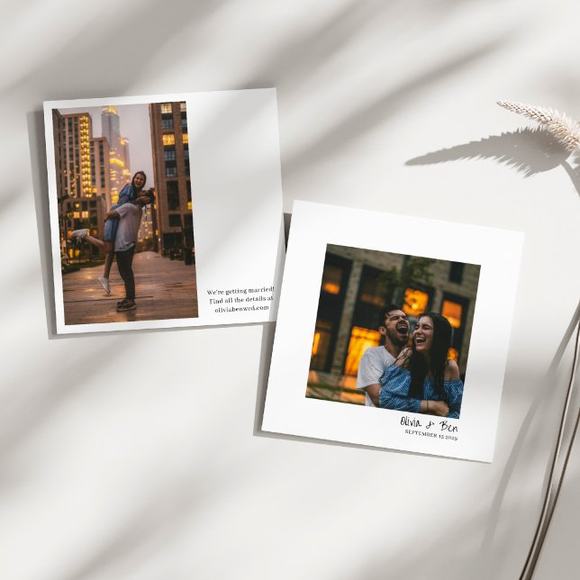 Reserve A Data Modern Square Minimal Candid Handwritten Wedding (Criador carregado)