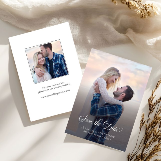 Reserve A Data Modern Stylish Calligraphy Script Photo Wedding  (Criador carregado)