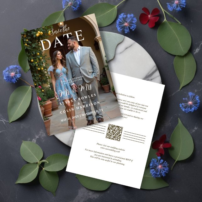 Reserve A Data Modern Stylish Editorial  MR & MRS Photo Wedding  (Modern Stylish Editorial MR & MRS Photo Wedding Save the Date Card Design. )