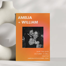 Reserve A Data Modern Summer Orange Pink Wedding Photo