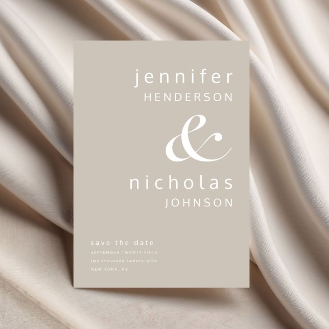 Reserve A Data Modern Taupe Ampersand Wedding (Modern Taupe Ampersand Wedding Save The Date)