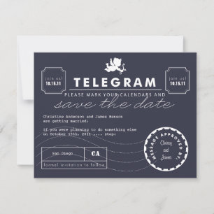 Reserve A Data Modern Telegram Card Save the Date - Marinho