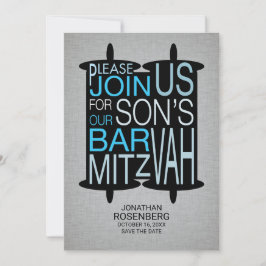 Reserve A Data Modern Torah Bar Mitzvah Salve a Cinza Azul