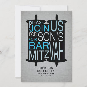 Reserve A Data Modern Torah Bar Mitzvah Salve a Cinza Azul