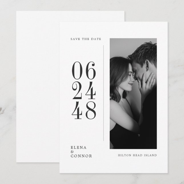 Reserve A Data Modern Vertical Date Editorial Photo Wedding  (Frente/Verso)