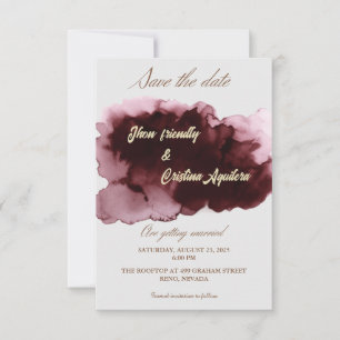 Reserve A Data Modern Watercolor Burgundy Salve A Placa Date