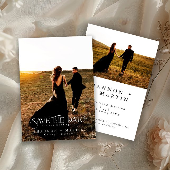 Reserve A Data Modern Wedding Full Photo Typography Script (Criador carregado)