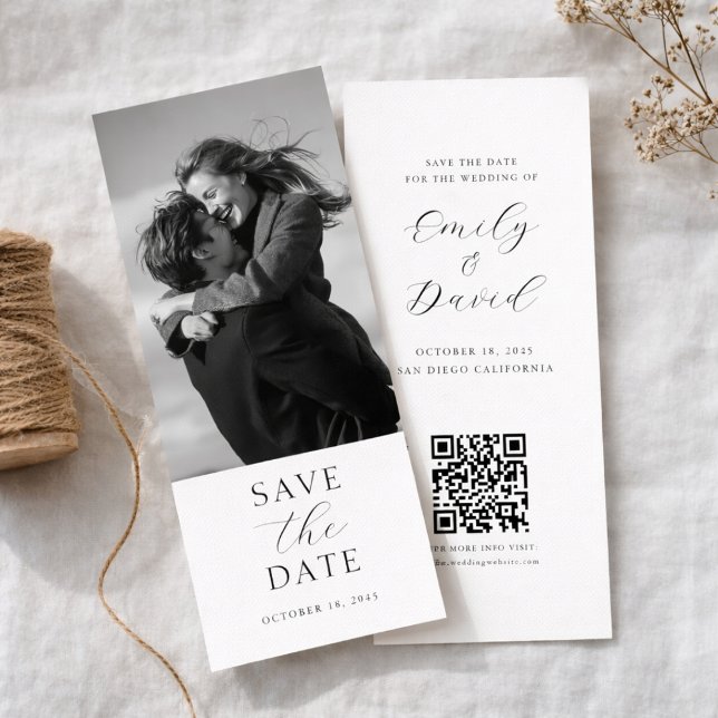 Reserve A Data Modern Wedding Photo Save the Date with QR Code (Criador carregado)
