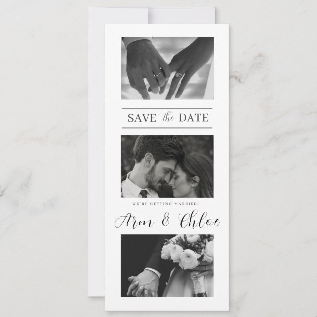 Reserve A Data Modern Wedding Save The Date Photo Collage (Frente)