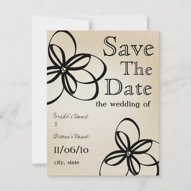 Reserve A Data Modern Wedding Tan & Black Salvar A Data (Frente)