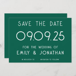 Reserve A Data Modern White Typografia Emerald Weds
