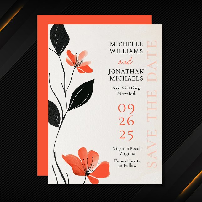Reserve A Data Moderna Elegância Floral com Casamento Bold Blooms (Modern Floral Elegance with Bold Blooms Wedding Save The Date)