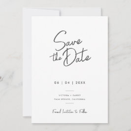 Reserve A Data Moderno Casamento Fotográfico Preto Branco Minimal