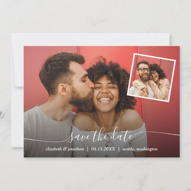 Reserve A Data Moderno de Script Elegante de Foto de Código QR (Frente)