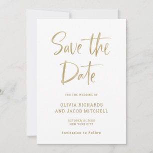 Reserve A Data Moderno e Elegante Casamento Dourado Faux