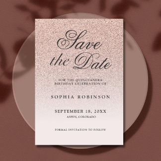 Reserve A Data Moderno Elegante Rosa Dourado Salve a Data Quincea
