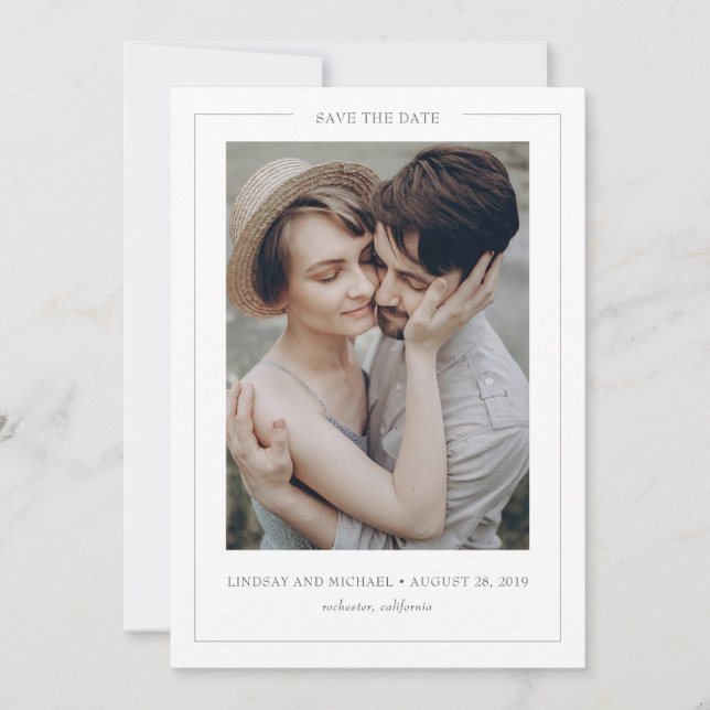 Reserve A Data Moderno Elegante Simples Mínimo Salve a Foto da Da (Frente)