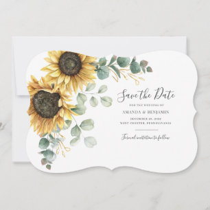 Reserve A Data Moderno Eucalipto Floral Girassol Salvar Data