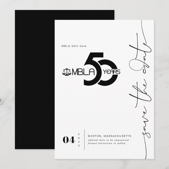 Reserve A Data Moderno Minimalista | 50º Gala Salve a Data (Frente/Verso)