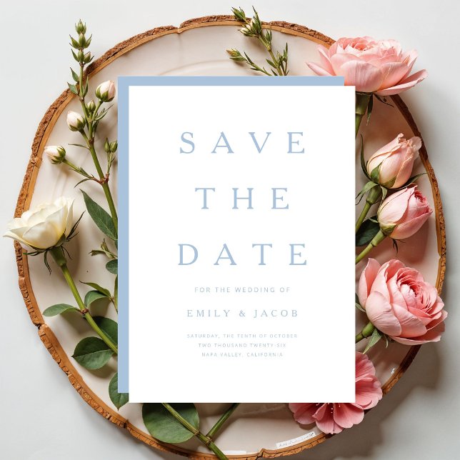 Reserve A Data Moderno Minimalista Azul (Modern Minimalist Blue Save The Date)