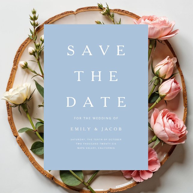 Reserve A Data Moderno Minimalista Azul (Modern Minimalist Blue Save The Date)