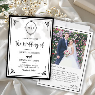 Reserve A Data Moderno Monograma de Foto de Casamento com Letra S