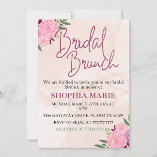 Reserve A Data Moderno Rosa Bege Água Floral Bridal Brunch 
