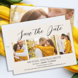 Reserve A Data Moderno Save the Date de casamento com 4 fotos   