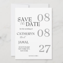 Moderno Save The Date Minimalista Preto Fosco