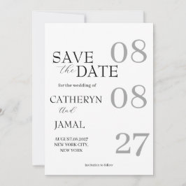 Reserve A Data Moderno Save The Date Minimalista Preto Fosco