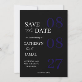 Reserve A Data Moderno Save The Date Minimalista Preto Mate