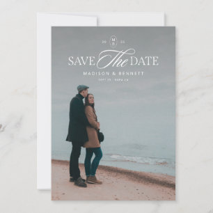 Reserve A Data Moderno Script Elegante Foto Dupla Face Branco