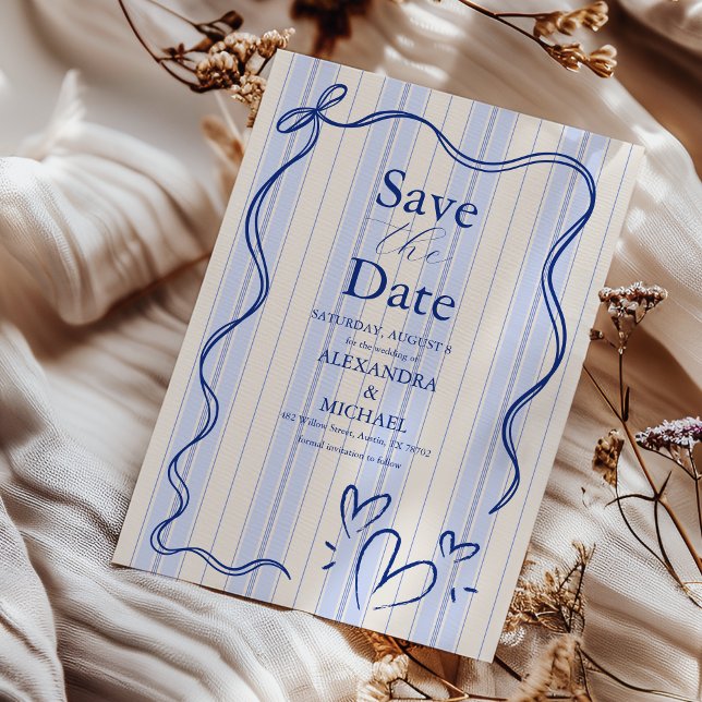 Reserve A Data Moldura de Doodle Azul Caprichosa Casamento (Criador carregado)