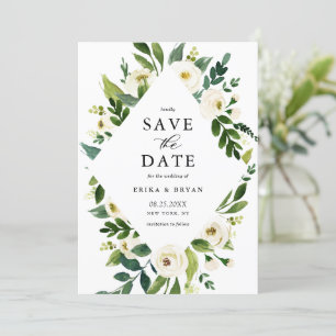 Reserve A Data Moldura de Flores Brancas de Primavera em Aquarela