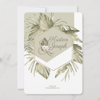 Reserve A Data Moldura de Folha de Palmeira Tropical Moderna