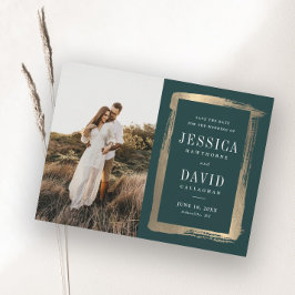 Reserve A Data Moldura de Foto de Casamento Pintada a Ouro Modern
