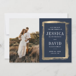 Reserve A Data Moldura de Foto de Casamento Pintada a Ouro Modern
