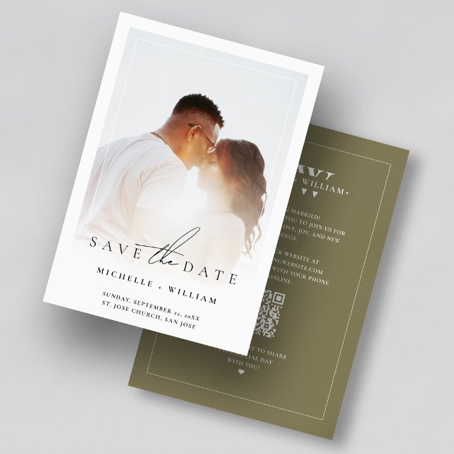 Reserve A Data Moldura de Foto de Monograma de Casamento Moderno  (Modern Minimalist Dark Taupe Wedding Photo Frame Save The Date
)