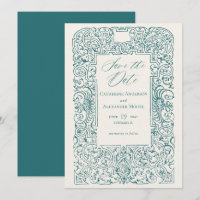 Moldura de Ornamentação Vintage Turquesa Casamento