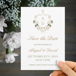 Reserve A Data Moldura de Rosas Brancas Casamento Religioso Save