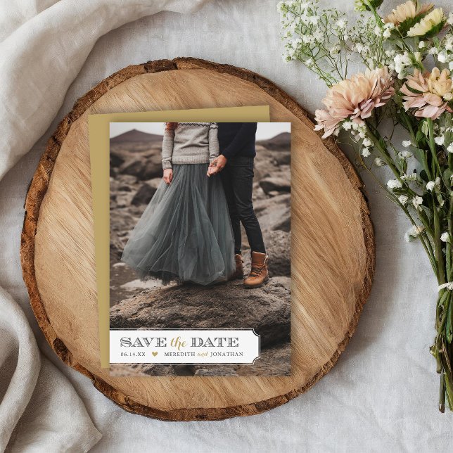 Reserve A Data Moldura Elegante com Foto Sobreposta Salve o Dia (Criador carregado)